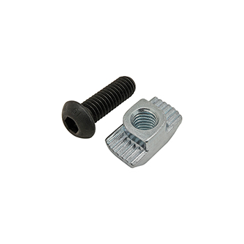 Bolt Assembly: M6 x 18.00mm Black BHSCS with Standard Drop-In T-Nut - Bright Zinc (75-3482)