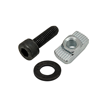 Bolt Assembly: M5 x 16.00mm Black SHCS with Washer and Standard Drop-In T-Nut - Bright Zinc (75-3483)