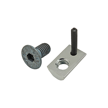 Bolt Assembly: M6 x 12.00mm Blue FHSCS with Roll-In T-Nut with Flex Handle - Bright Zinc (75-3505)