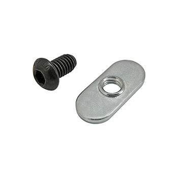 Bolt Assembly: M6 x 10.00mm Black BHSCS with Slide-In Economy T-Nut - Centered Thread - Bright Zinc (75-3515)