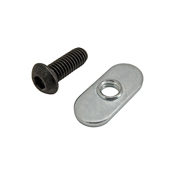 Bolt Assembly: M6 x 16.00mm Black BHSCS with Slide-In Economy T-Nut - Centered Thread - Bright Zinc (75-3517)