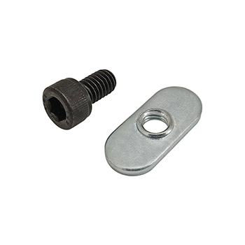 Bolt Assembly: M6 x 10.00mm Black SHCS with Slide-In Economy T-Nut - Centered Thread - Bright Zinc (75-3520)