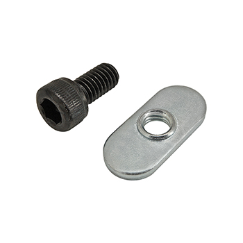 Bolt Assembly: M6 x 12.00mm Black SHCS with Slide-In Economy T-Nut - Centered Thread - Bright Zinc (75-3521)