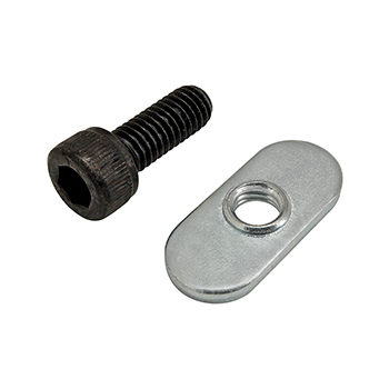 Bolt Assembly: M6 x 16.00mm Black SHCS with Slide-In Economy T-Nut - Centered Thread - Bright Zinc (75-3522)