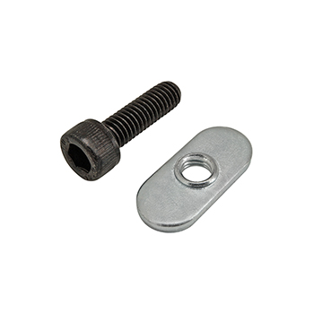 Bolt Assembly: M6 x 20.00mm Black SHCS with Slide-In Economy T-Nut - Centered Thread - Bright Zinc (75-3523)