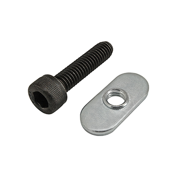 Bolt Assembly: M6 x 25.00mm Black SHCS with Slide-In Economy T-Nut - Centered Thread - Bright Zinc (75-3524)