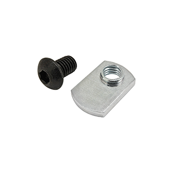 Bolt Assembly: M8 x 12.00mm Black BHSCS with Slide-In Economy T-Nut - Offset Thread - Bright Zinc (75-3525)