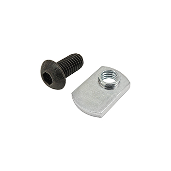 Bolt Assembly: M8 x 16.00mm Black BHSCS with Slide-In Economy T-Nut - Offset Thread - Bright Zinc (75-3526)