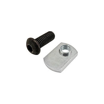 Bolt Assembly: M8 x 20.00mm Black BHSCS with Slide-In Economy T-Nut - Offset Thread - Bright Zinc (75-3527)