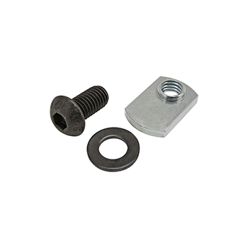 Bolt Assembly: M8 x 16.00mm Black BHSCS with Washer and Slide-In Economy T-Nut - Offset Thread - Bright Zinc (75-3528)