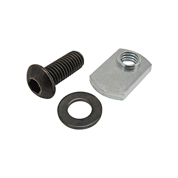 Bolt Assembly: M8 x 20.00mm Black BHSCS with Washer and Slide-In Economy T-Nut - Offset Thread - Bright Zinc (75-3529)