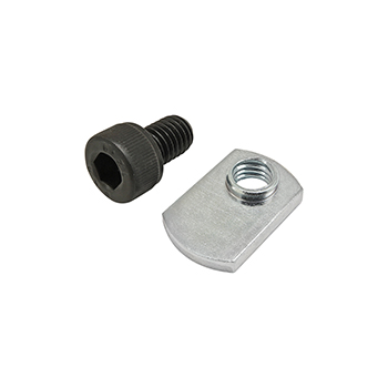 Bolt Assembly: M8 x 12.00mm Black SHCS with Slide-In Economy T-Nut - Offset Thread - Bright Zinc (75-3530)