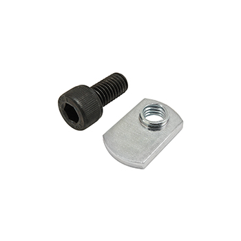 Bolt Assembly: M8 x 16.00mm Black SHCS with Slide-In Economy T-Nut - Offset Thread - Bright Zinc (75-3531)