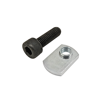 Bolt Assembly: M8 x 25.00mm Black SHCS with Slide-In Economy T-Nut - Offset Thread - Bright Zinc (75-3533)