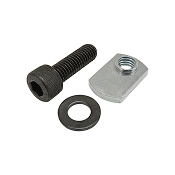 Bolt Assembly: M8 x 25.00mm Black SHCS with Washer and Slide-In Economy T-Nut - Offset Thread - Bright Zinc (75-3536)