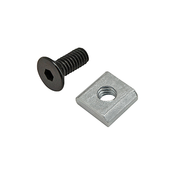 Bolt Assembly: M4 x 10.00mm Black FHSCS with Slide-In Economy T-Nut Block - Bright Zinc (75-3552)