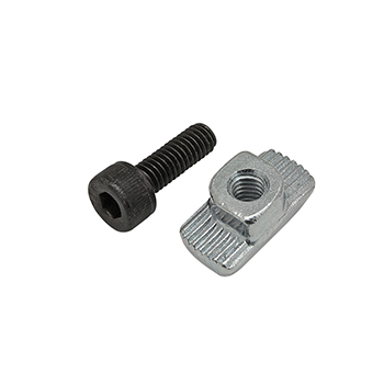 Bolt Assembly: M4 x 12.00mm Black SHCS with Standard Drop-In T-Nut - Bright Zinc (75-3560)