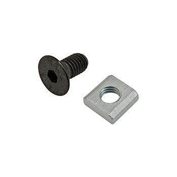 Bolt Assembly: M5 x 10.00mm Black FHSCS with Slide-In Economy T-Nut Block - Bright Zinc (75-3572)