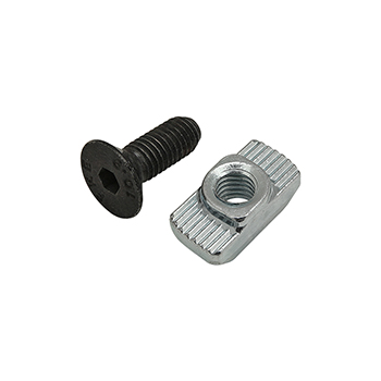 Bolt Assembly: M5 x 14.00mm Black FHSCS with Standard Drop-In T-Nut - Bright Zinc (75-3574)