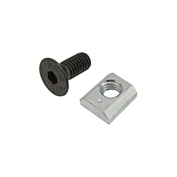 Bolt Assembly: M6 x 14.00mm Black FHSCS with Standard Slide-In T-Nut - Bright Zinc (75-3584)