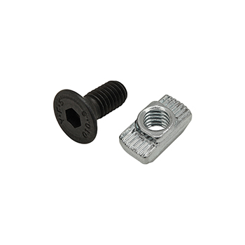 Bolt Assembly: M6 x 14.00mm Black FHSCS with Standard Drop-In T-Nut - Bright Zinc (75-3585)