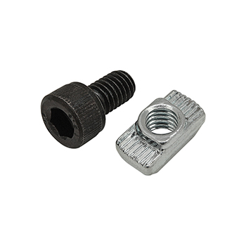 Bolt Assembly: M6 x 10.00mm Black SHCS with Standard Drop-In T-Nut - Bright Zinc (75-3590)