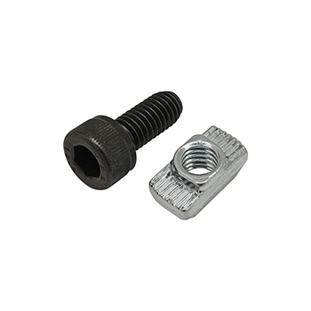 Bolt Assembly: M6 x 14.00mm Black SHCS with Standard Drop-In T-Nut - Bright Zinc (75-3593)