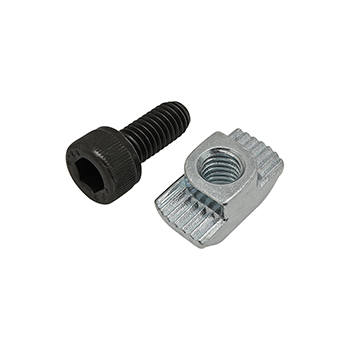 Bolt Assembly: M6 x 14.00mm Black SHCS with Standard Drop-In T-Nut - Bright Zinc (75-3594)