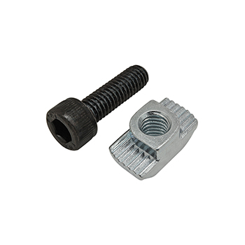 Bolt Assembly: M6 x 20.00mm Black SHCS with Standard Drop-In T-Nut - Bright Zinc (75-3597)