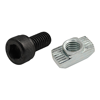 Bolt Assembly: M6 x 12.00mm Black SHCS with Standard Drop-In T-Nut - Bright Zinc (75-3598)