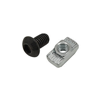 Bolt Assembly: M6 x 10.00mm Black BHSCS with Standard Drop-In T-Nut - Bright Zinc (75-3599)