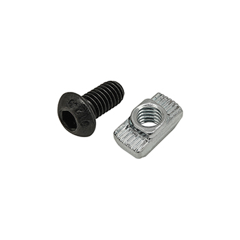 Bolt Assembly: M6 x 12.00mm Black BHSCS with Standard Drop-In T-Nut - Bright Zinc (75-3600)