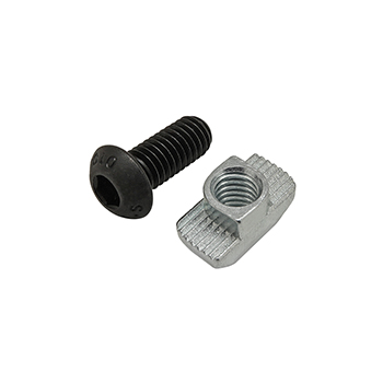 Bolt Assembly: M6 x 14.00mm Black BHSCS with Standard Drop-In T-Nut - Bright Zinc (75-3601)