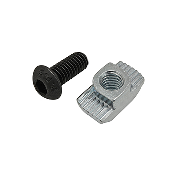 Bolt Assembly: M6 x 14.00mm Black BHSCS with Standard Drop-In T-Nut - Bright Zinc (75-3602)