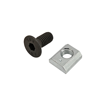 Bolt Assembly: M6 x 14.00mm Black FHSCS with Standard Slide-In T-Nut - Bright Zinc (75-3616)