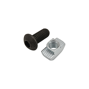 Bolt Assembly: M8 x 18.00mm Black BHSCS with Standard Drop-In T-Nut - Bright Zinc (75-3619)