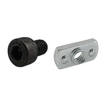 Bolt Assembly: M8 x 12.00mm Black SHCS with Slide-In Economy T-Nut - Centered Thread - Bright Zinc (75-3620)