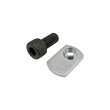 Bolt Assembly: M8 x 16.00mm Black SHCS with Slide-In Economy T-Nut - Offset Thread - Bright Zinc (75-3621)