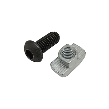 Bolt Assembly: M6 x 14.00mm Black BHSCS with Standard Drop-In T-Nut - Bright Zinc (75-3622)