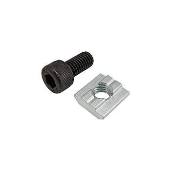 Bolt Assembly: M8 x 16.00mm Black SHCS with Self-Aligning Slide-In T-Nut - Bright Zinc (75-3625)