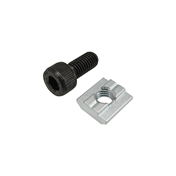 Bolt Assembly: M8 x 18.00mm Black SHCS with Self-Aligning Slide-In T-Nut - Bright Zinc (75-3627)