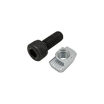 Bolt Assembly: M8 x 20.00mm Black SHCS with Standard Drop-In T-Nut - Bright Zinc (75-3630)