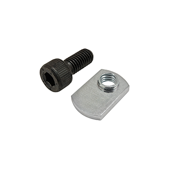 Bolt Assembly: M8 x 18.00mm Black SHCS with Slide-In Economy T-Nut - Offset Thread - Bright Zinc (75-3634)