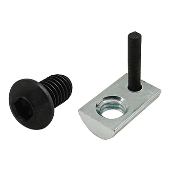 Bolt Assembly: M6 x 10.00mm Black BHSCS with Roll-In T-Nut with Flex Handle - Bright Zinc (75-3641)