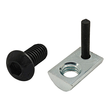 Bolt Assembly: M6 x 12.00mm Black BHSCS with Roll-In T-Nut with Flex Handle - Bright Zinc (75-3642)