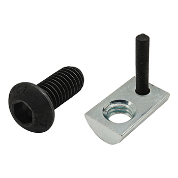 Bolt Assembly: M6 x 14.00mm Black BHSCS and Roll-In T-Nut with Flex Handle - Bright Zinc (75-3643)