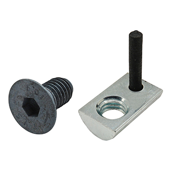 Bolt Assembly: M6 x 12.00mm Black FHSCS with Roll-In T-Nut with Flex Handle - Bright Zinc (75-3645)