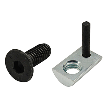 Bolt Assembly: M6 x 16.00mm Black FHSCS with Roll-In T-Nut with Flex Handle - Bright Zinc (75-3647)