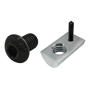 Bolt Assembly: M8 x 12.00mm Black BHSCS and Roll-In T-Nut with Flex Handle - Bright Zinc (75-3649)