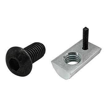 Bolt Assembly: M8 x 16.00mm Black BHSCS and Roll-In T-Nut with Flex Handle - Bright Zinc (75-3650)